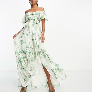 ASOS DESIGN Petite maxi dress in Stone Floral